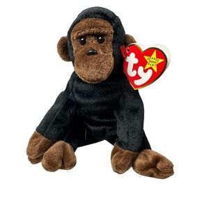 Ty Beanie Baby Congo Gorilla Plush Beanbag Toy Black Brown 1996 w/ Tags